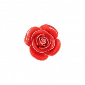 Ручка кнопка, “Роза” керамическая, цвет караловый, основание цинк