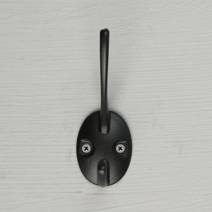 Крючок мебельный ТУНДРА TKD002 LIGHT, двухрожковый, черный