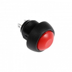 Выключатель-кнопка, 250 В, 1 А, ON-OFF, 2с, d=12 мм, без фиксации, красная