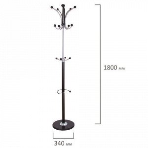 Вешалка-стойка BRABIX "CR-8342" на мраморном диске, металл, 5+4 крючка, цвет черный, 606439