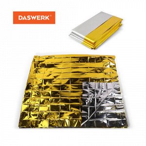 Термоодеяло/покрывало изотермическое серебро/золото спасательное 160х210 см, DASWERK, 630841