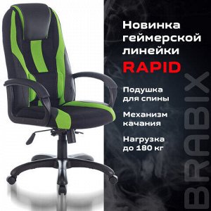 Кресло компьютерное BRABIX PREMIUM &quot;Rapid GM-102&quot;, НАГРУЗКА 180 кг, экокожа/ткань, черное/зеленое, 532419, GM-102_532419