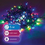 Электрогирлянда-нить комнатная &quot;Стандарт&quot; 5 м, 100 LED, мультицветная, 220 V, контроллер, ЗОЛОТАЯ СКАЗКА, 591099