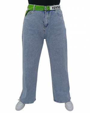 Джинсы Тип посадки: высокая;
Широкие джинсы, Wide leg;
Детали: застежка на молнию и пуговицу, три кармана спереди и два сзади, шлевки для ремня, ремень в комплекте;
Длина изделия (28 размер) по внешне