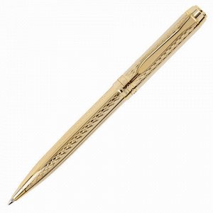 Ручка подарочная шариковая GALANT "Graven Gold", корпус золотистый с гравировкой, золотистые детали, пишущий узел 0,7 мм, синяя, 140466
