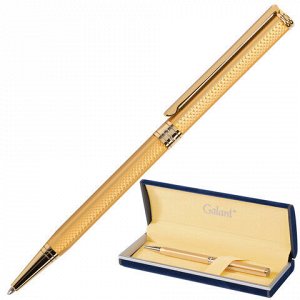 Ручка подарочная шариковая GALANT “Stiletto Gold“, тонкий корпус, золотистый, золотистые детали, пишущий узел 0,7 мм, синяя, 140527