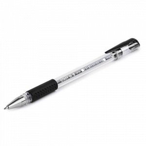 Ручка гелевая с грипом STAFF &quot;EVERYDAY&quot; GP-192, ЧЕРНАЯ, корпус прозрачный, узел 0,5 мм, линия письма 0,35 мм, 141823