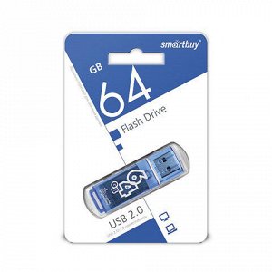 Флеш-диск 64 GB, SMARTBUY Glossy, USB 2.0, синий, SB64GBGS-B