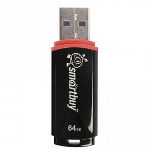 Флеш-диск 64 GB, SMARTBUY Crown, USB 2.0, черный, SB64GBCRW-K