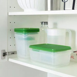 PRUTA, Контейнеры для пищевых продуктов, набор из 17 штук, прозрачные/зеленые