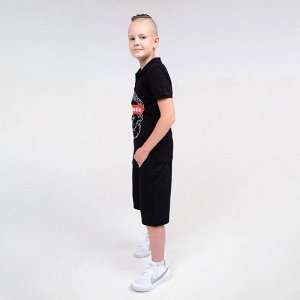 Футболка-поло для мальчика, цвет чёрный, рост 122 см (7 лет)