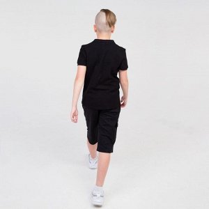 Футболка-поло для мальчика, цвет чёрный, рост 122 см (7 лет)