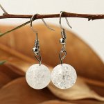 Серьги шар №12 &quot;Кварц сахарный&quot;, цвет белый матовый