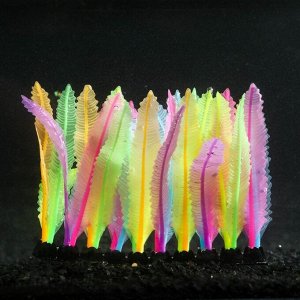 Растение силиконовое аквариумное, светящееся в темноте, 14 х 10 см, разноцветное 7108767