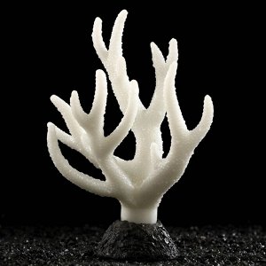 Декор для аквариума "Коралл" силиконовый, светящийся в темноте, 10 х 14 см, белый 7108860