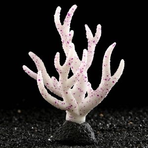 Декор для аквариума Коралл силиконовый, светящийся в темноте, 10 х 14 см, фиолетовый