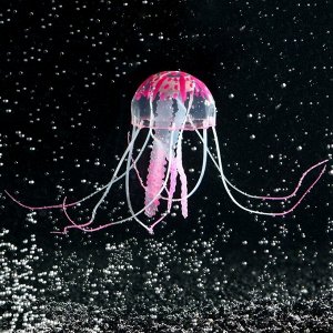 Декор для аквариума "Медуза" силиконовая, с неоновым эффектом, 5 х 5 х 15 см, розовая 7108867
