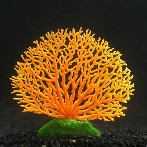 Декоративный коралл Горгонария силиконовый, светящийся, 4,5 х 14 х 14 см, оранжевый