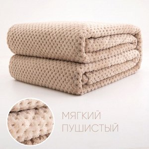 Плед из Велсофта Двуспальный ПИНОЛИ бежевый 180*200 см