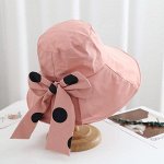 Женская панама с бантом в горох, цвет розовый