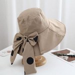 Женская панама с бантом в горох, цвет хаки