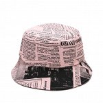 Панама унисекс, принт &quot;Газета&quot;, цвет розовый