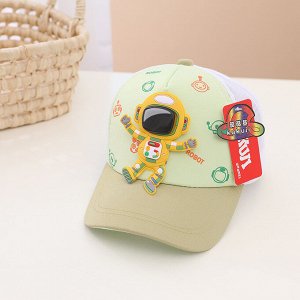 Детская кепка, принт "Космонавт", цвет зеленый