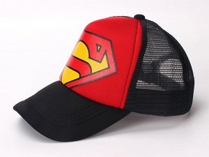 Детская кепка, принт "Супермэн", цвет черный/красный