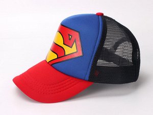 Детская кепка, принт "Супермэн", цвет черный/красный/синий