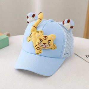 Детская кепка с тигром, с ушками, цвет синий