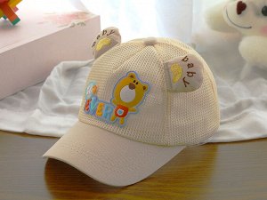 Детская сетчатая кепка, с надписью, принт "Медведь", цвет бежевый