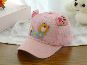Детская сетчатая кепка, с надписью, принт "Медведь", цвет розовый