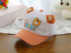 Детская сетчатая кепка, с надписью, принт "Медведь", цвет оранжевый
