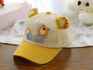 Детская сетчатая кепка, с надписью, принт "Медведь", цвет желтый