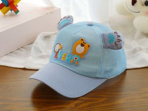 Детская сетчатая кепка, с надписью, принт "Медведь", цвет синий