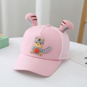 Детская кепка с тигром, с ушками, цвет розовый