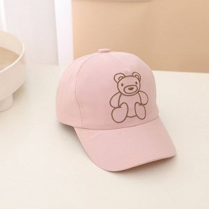 Детская кепка, принт "Медведь", цвет розовый