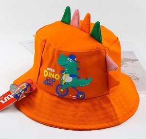 Детская панама, декор "гребень динозавра", цвет оранжевый