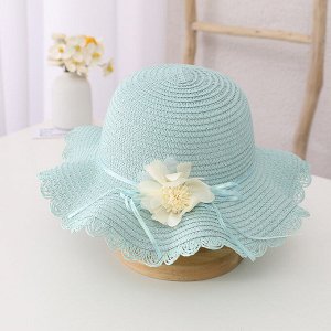 Детская шляпка с цветком, цвет синий