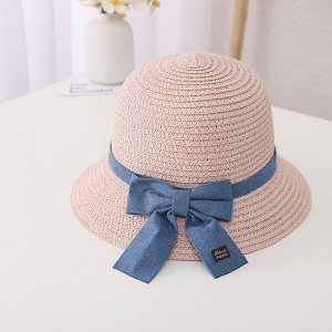 Детская шляпка с бантом, цвет светло-розовый