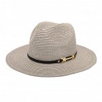 Соломенная шляпа унисекс, с пряжкой, цвет серый