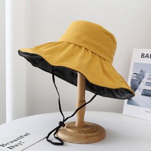 Женская летняя шляпка с завязками, цвет желтый