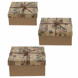 Коробка подарочная, набор из 3-х шт, L19 W19 H9 см