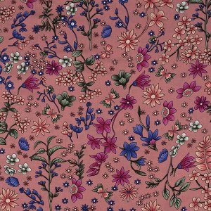 Ткань на отрез штапель 150 см 2810-4 Цветы на пепельно-розовом