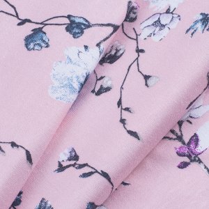 Ткань на отрез кулирка R6078-V3 Цветы на розовом