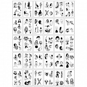 Набор временных татуировок "Characters" Q-30, 5.7x9.7 см (30 шт.)