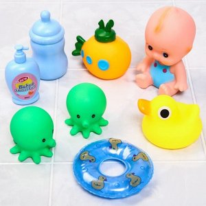 Набор игрушек для игры в ванне «Пупс 2», +7 предметов, цвет МИКС