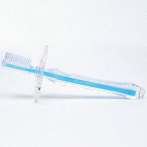 Детская зубная щетка-массажер, силиконовая щетка с ограничителем, цвет голубой