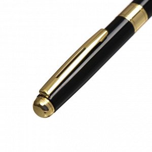 Ручка подарочная шариковая Calligrata New, в кожзам футляре, поворотная, корпус чёрный с золотым