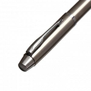 Ручка подарочная, шариковая "Атлантик", в кожзам футляре, поворотная, корпус серебро